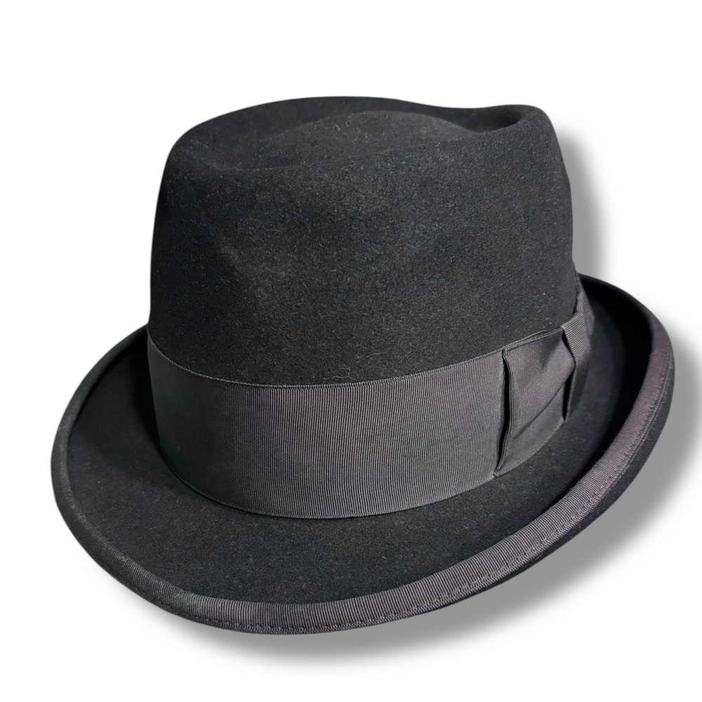 JAY-TEE HATTERS Black Felt Homburg Hat VINTAGE